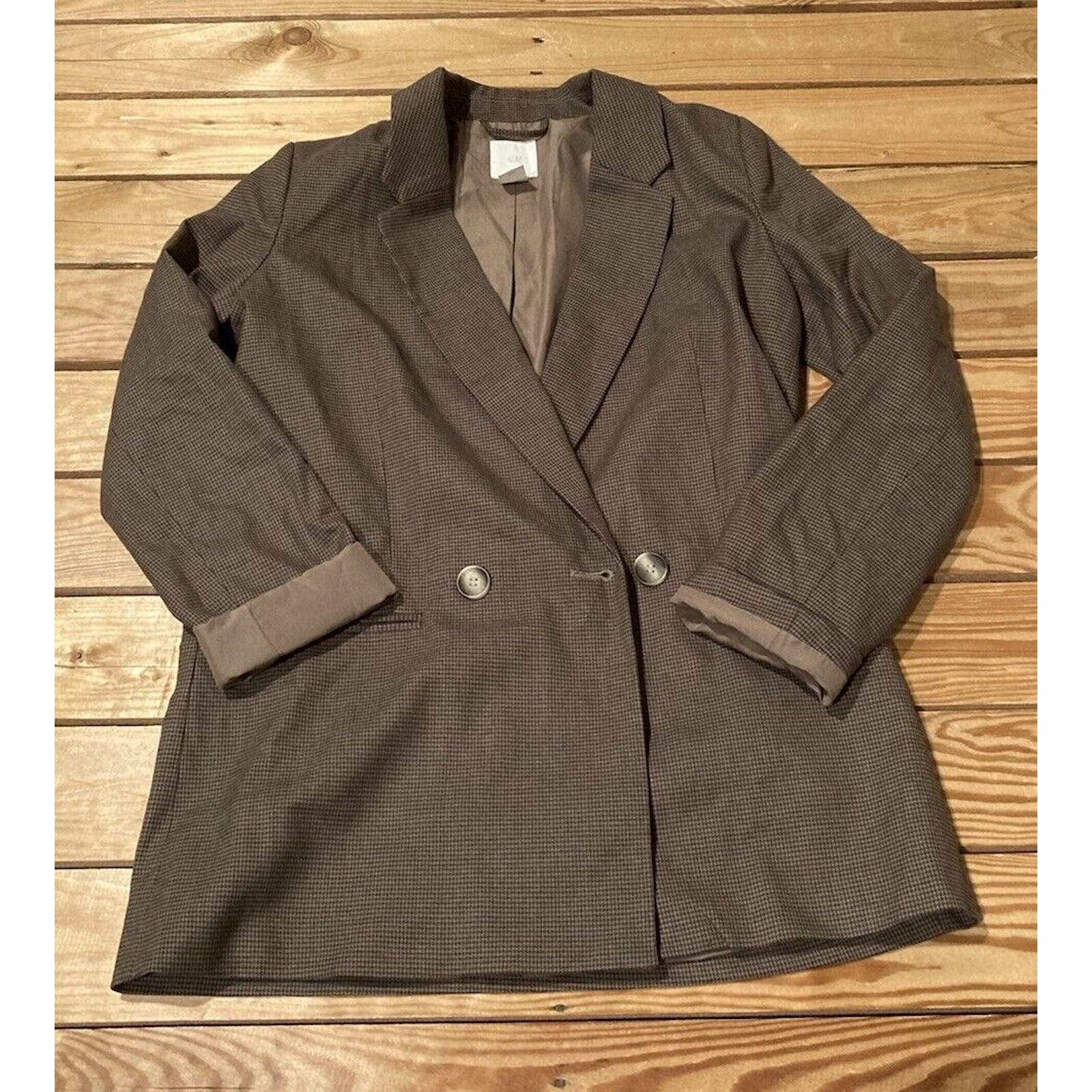 H&M Suit Jacket Blazer Size Xs Women’s Brown Button Front